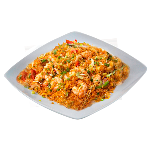 Arroz frito de camarones